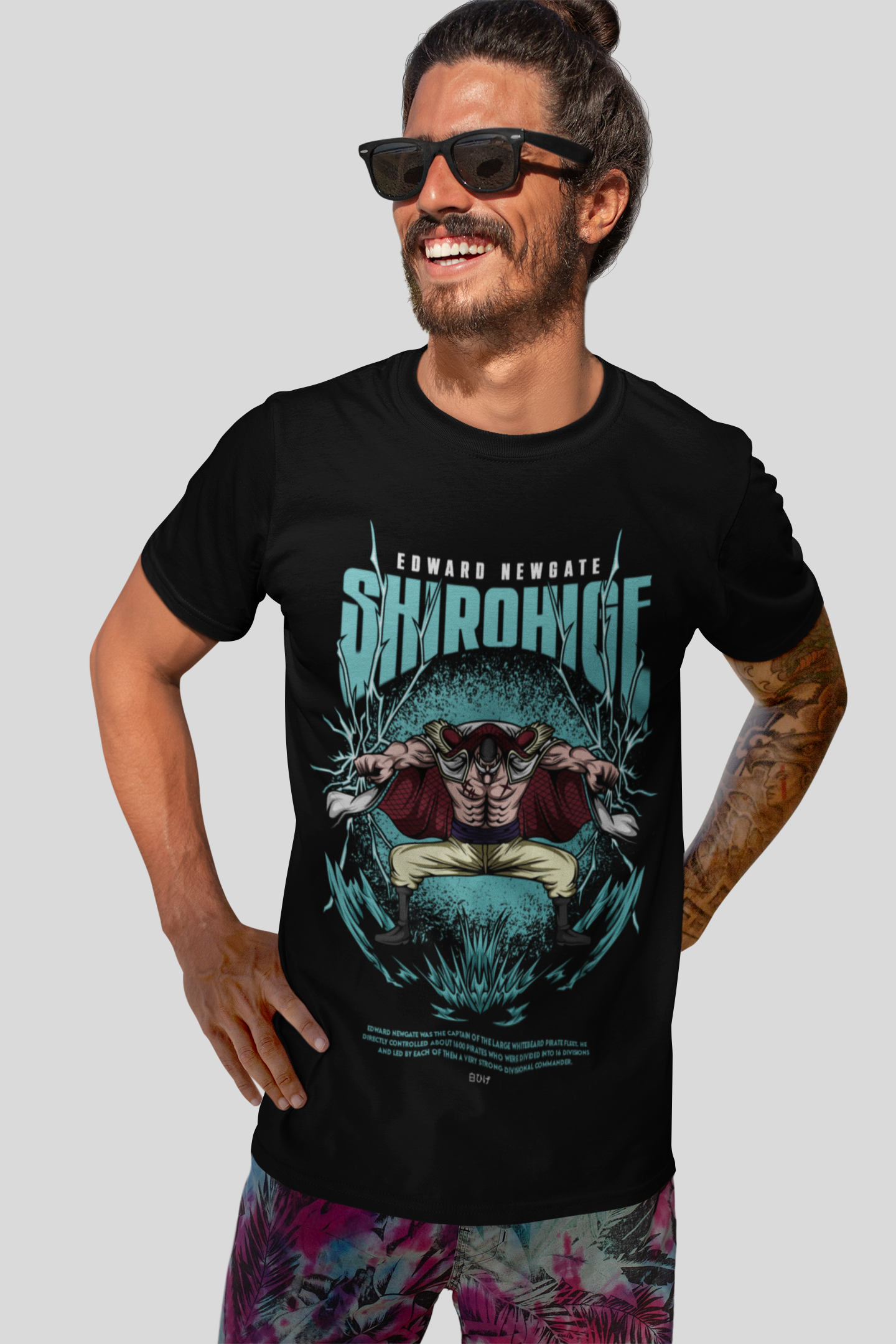 Edward Newgate One Piece Unisex Regular fit Tshirt, Anime Graphic T-shirt, Black, Cotton, Anime Print