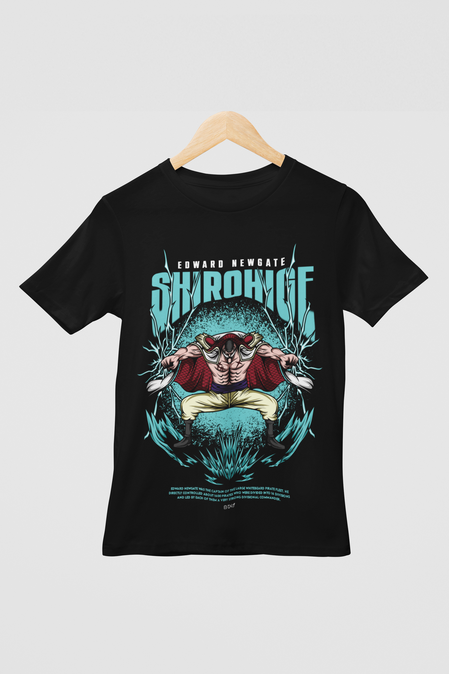 Edward Newgate One Piece Unisex Regular fit Tshirt, Anime Graphic T-shirt, Black, Cotton, Anime Print