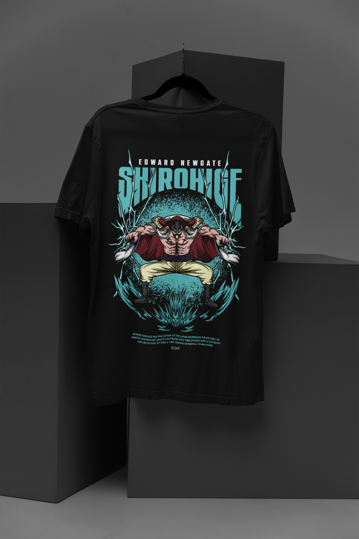 Edward Newgate One Piece Unisex Regular fit Tshirt, Anime Graphic T-shirt, Black, Cotton, Anime Print