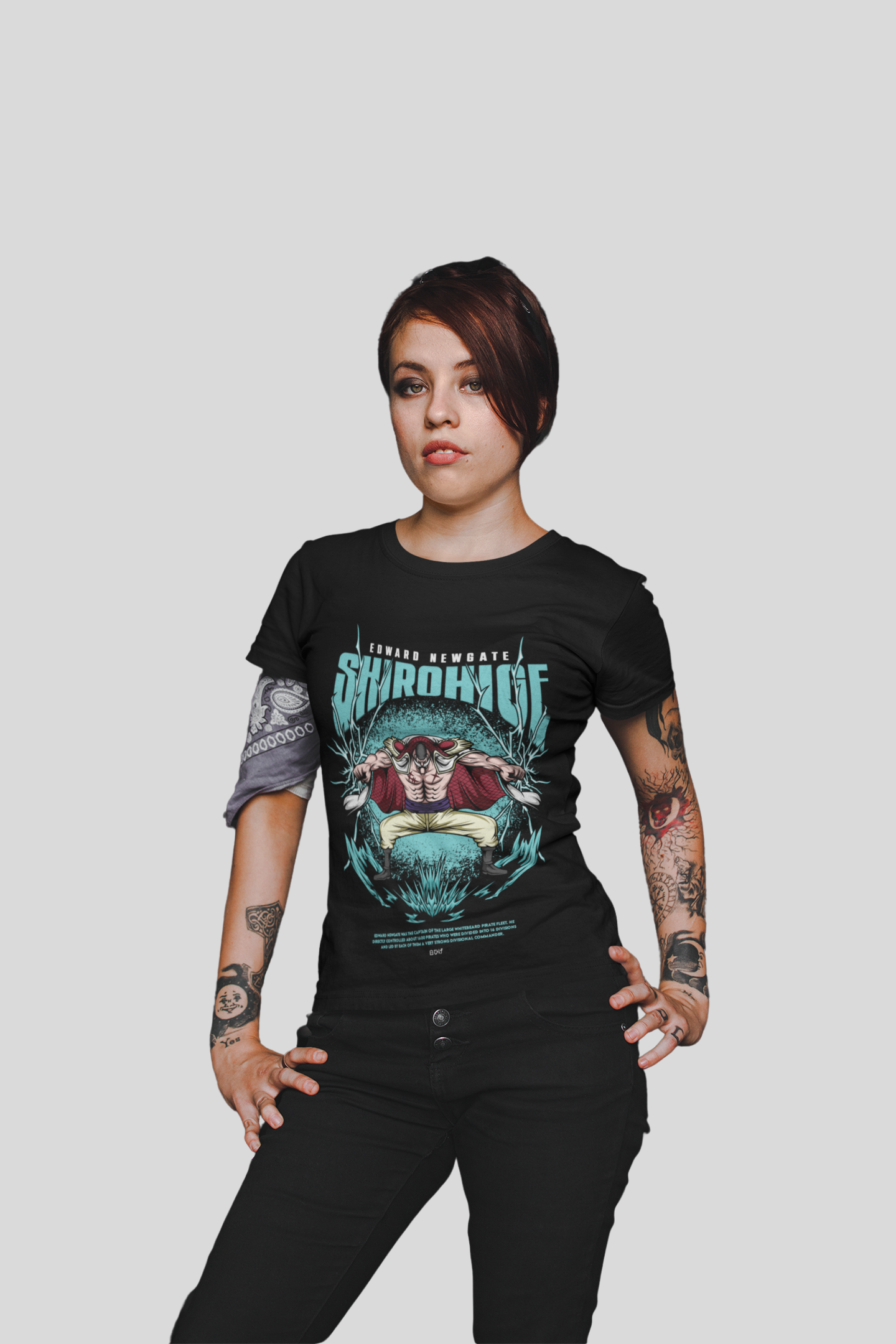 Edward Newgate One Piece Unisex Regular fit Tshirt, Anime Graphic T-shirt, Black, Cotton, Anime Print