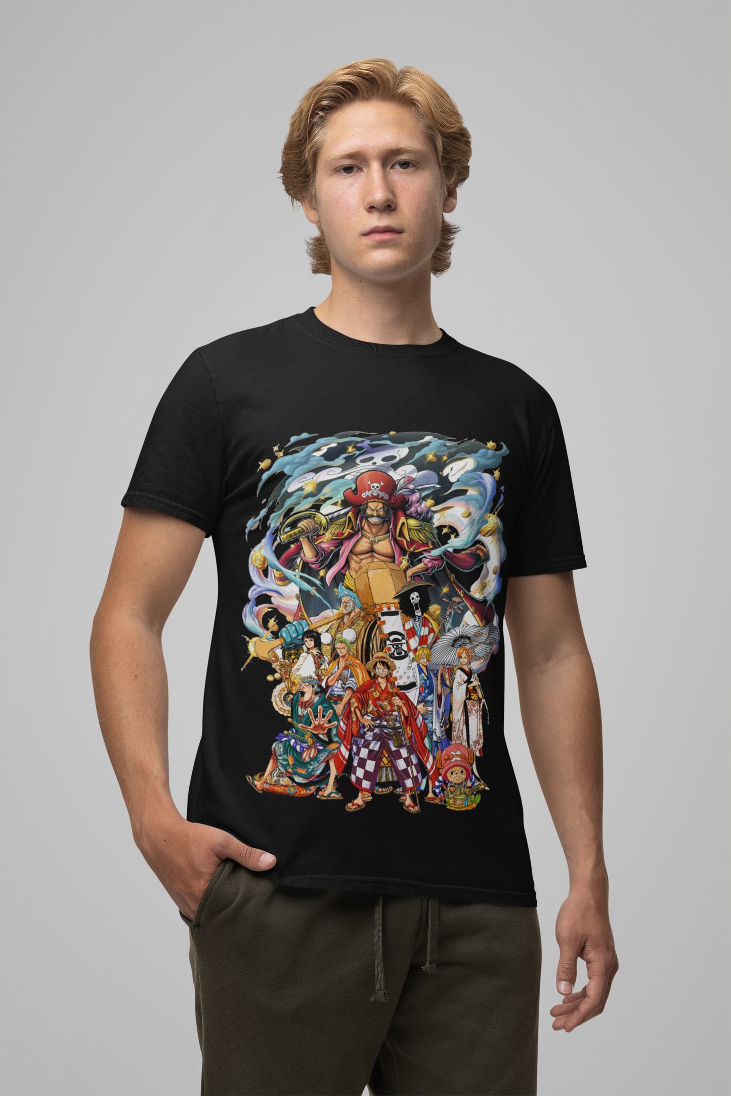 One Piece  Unisex Regular fit Tshirt, Anime Graphic T-shirt, Black, Cotton, Anime Print (OP-12)