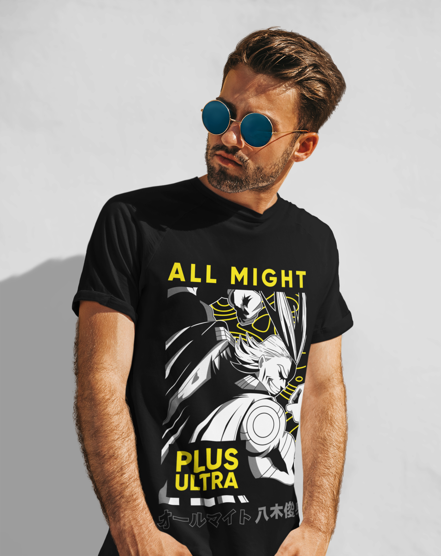 All Might (D-2) My Hero Academia Unisex Regular fit Tshirt, Anime Graphic T-shirt, Black, Cotton, Anime Print