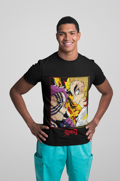 Demon Slayer Unisex Regular fit Tshirt, Anime Graphic T-shirt, Black, Cotton, Anime Print (D032)
