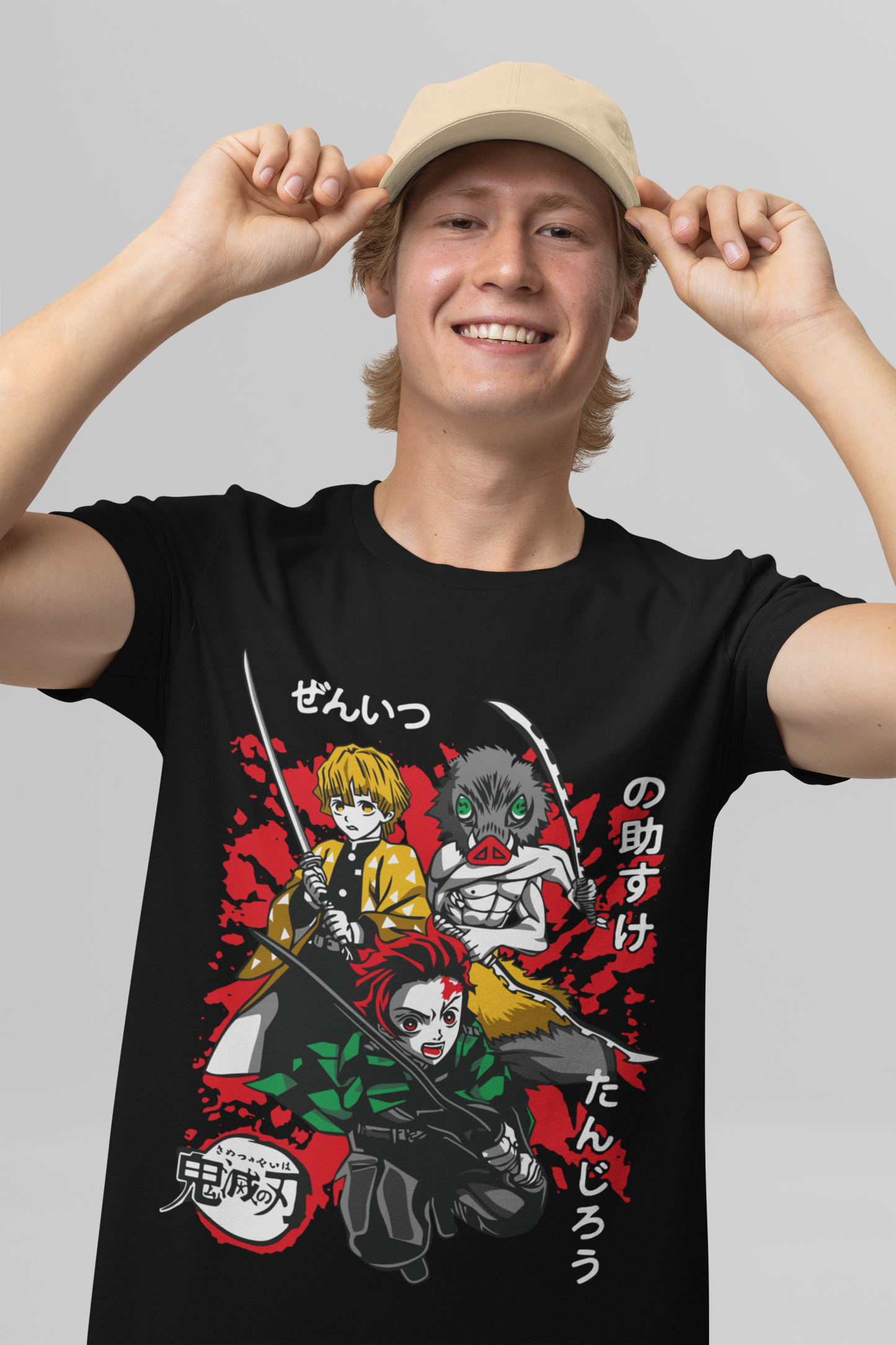 Demon Slayer Unisex Regular fit Tshirt, Anime Graphic T-shirt, Black, Cotton, Anime Print (D035)