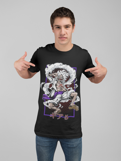 Luffy (D-4) One Piece  Unisex Regular fit Tshirt, Anime Graphic T-shirt, Black, Cotton, Anime Print