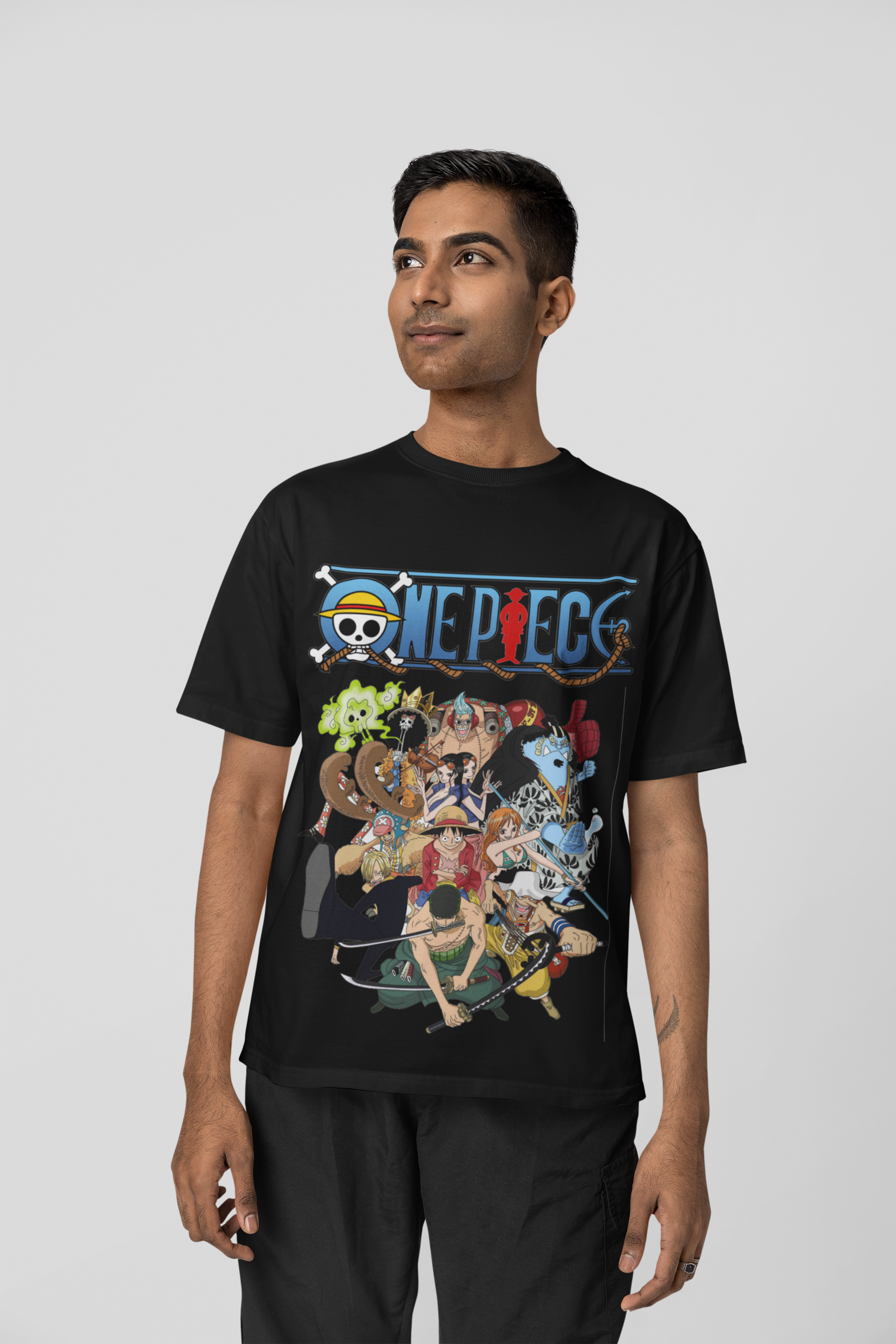 One Piece  Unisex Regular fit Tshirt, Anime Graphic T-shirt, Black, Cotton, Anime Print (OP-22)