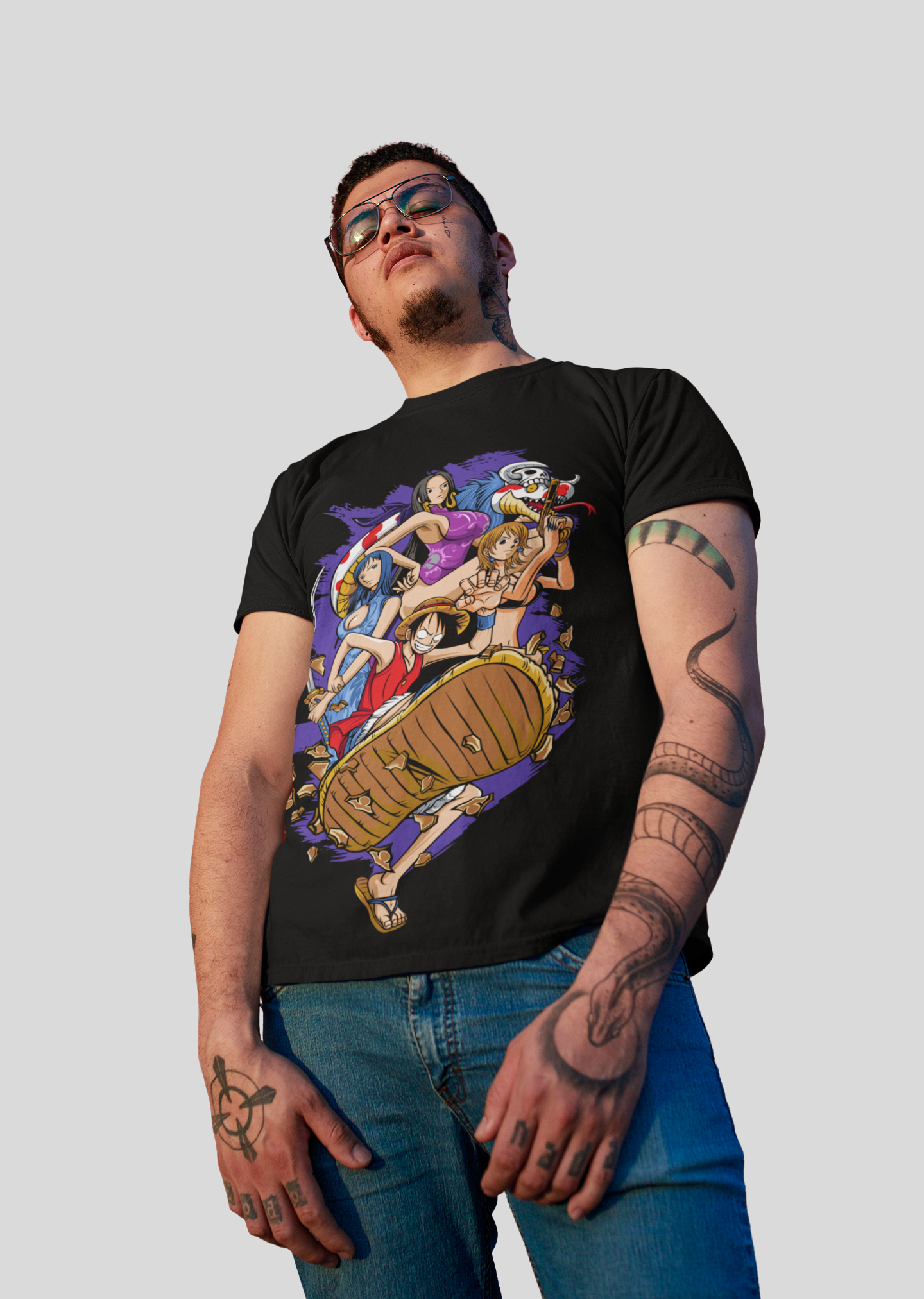 One Piece  Unisex Regular fit Tshirt, Anime Graphic T-shirt, Black, Cotton, Anime Print (OP-64)