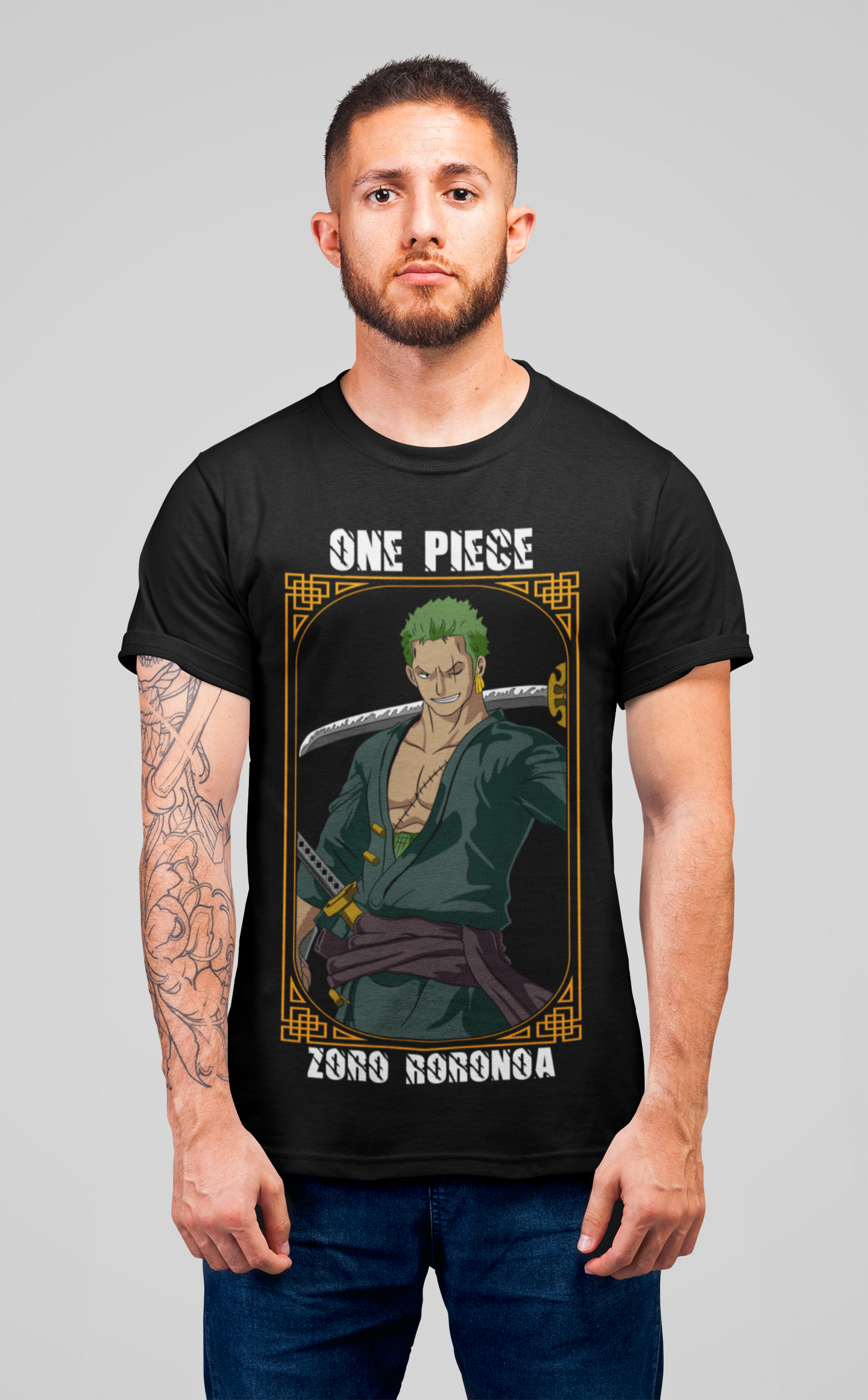 Roronoa Zoro One Piece  Unisex Regular fit Tshirt, Anime Graphic T-shirt, Black, Cotton, Anime Print