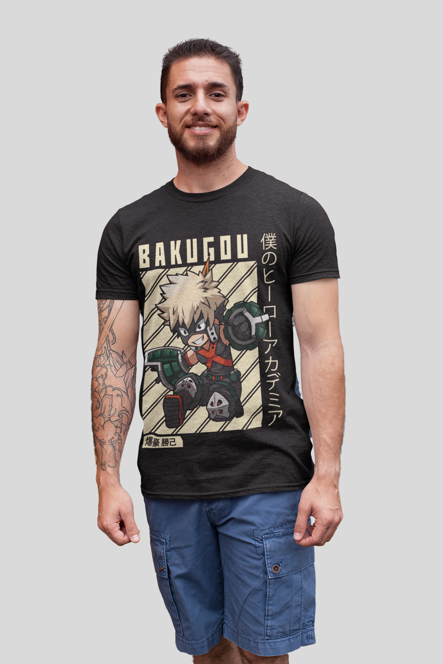Katsuki Bakugo (D-2) My Hero Academia Unisex Regular fit Tshirt, Anime Graphic T-shirt, Black, Cotton, Anime Print