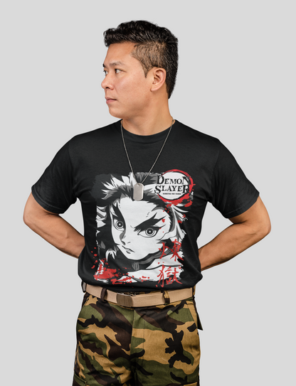 Kyōjurō Rengoku Demon Slayer Unisex Regular fit Tshirt, Anime Graphic T-shirt, Black, Cotton, Anime Print