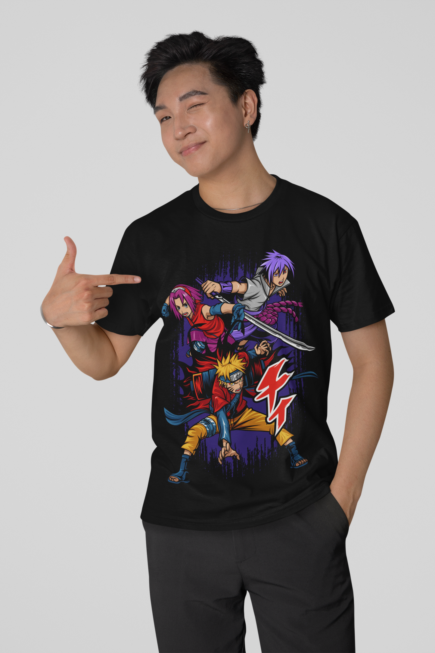Naruto Unisex Regular fit Tshirt, Anime Graphic T-shirt, Black, Cotton, Anime Print (NRT-43)