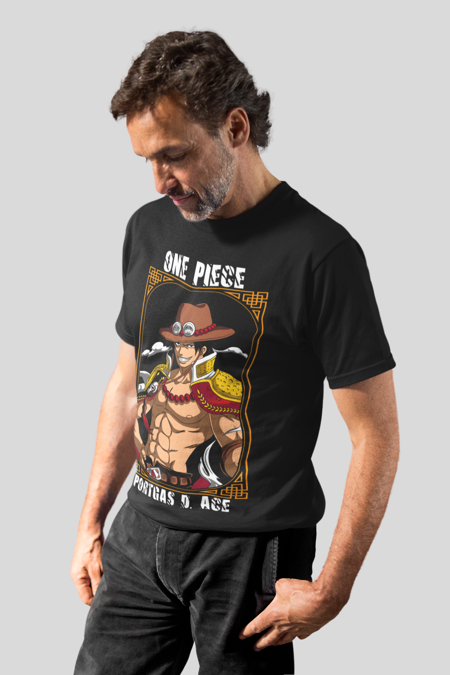Portgas D. Ace One Piece  Unisex Regular fit Tshirt, Anime Graphic T-shirt, Black, Cotton, Anime Print