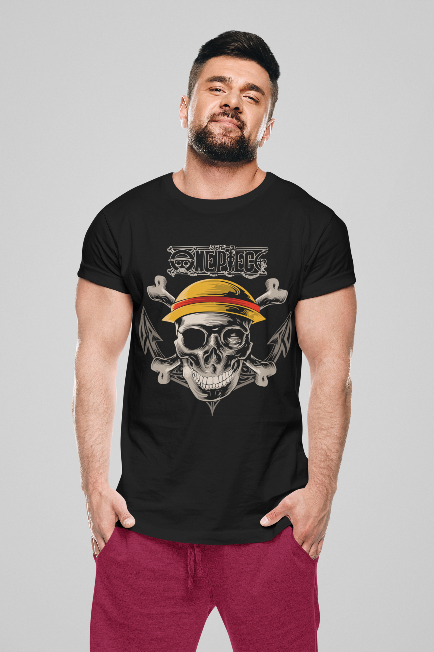One Piece  Unisex Regular fit Tshirt, Anime Graphic T-shirt, Black, Cotton, Anime Print (OP-66)