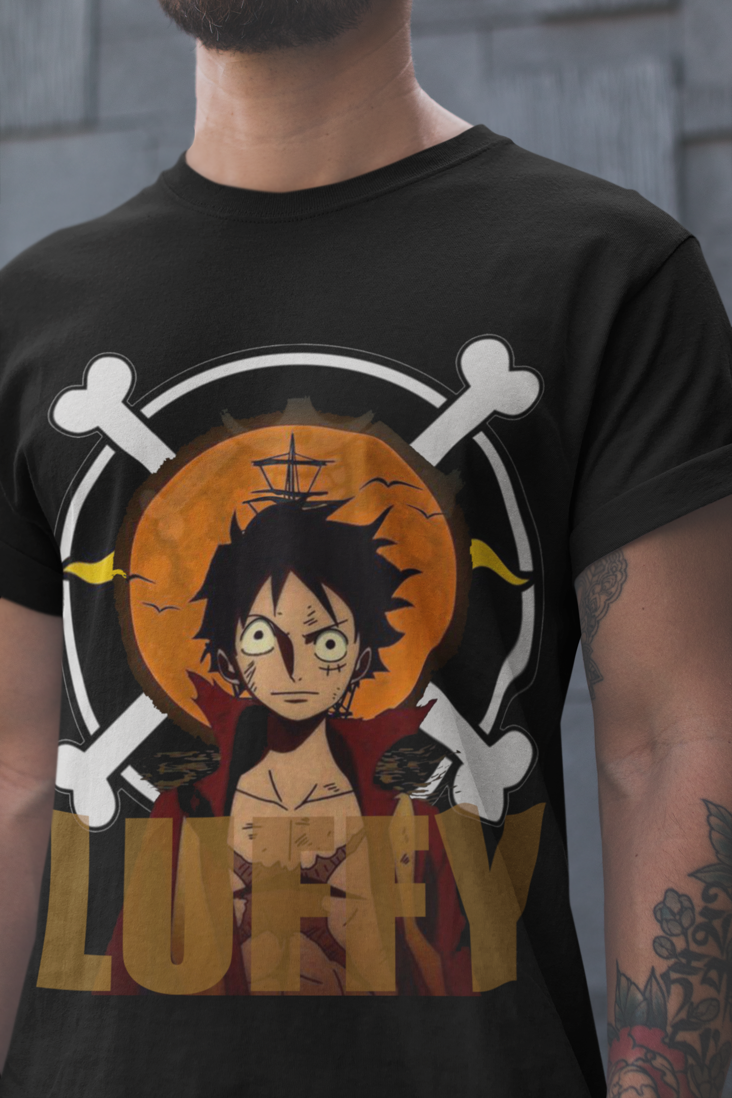 Luffy (D-2) One Piece  Unisex Regular fit Tshirt, Anime Graphic T-shirt, Black, Cotton, Anime Print