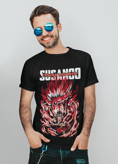 Itachi Uchiha (D-2) Naruto Unisex Regular fit Tshirt, Anime Graphic T-shirt, Black, Cotton, Anime Print