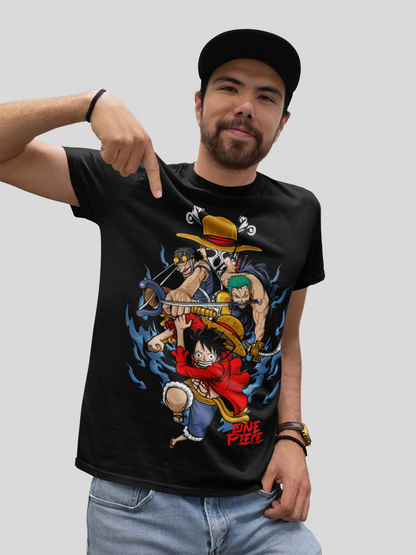 One Piece  Unisex Regular fit Tshirt, Anime Graphic T-shirt, Black, Cotton, Anime Print (OP-85)