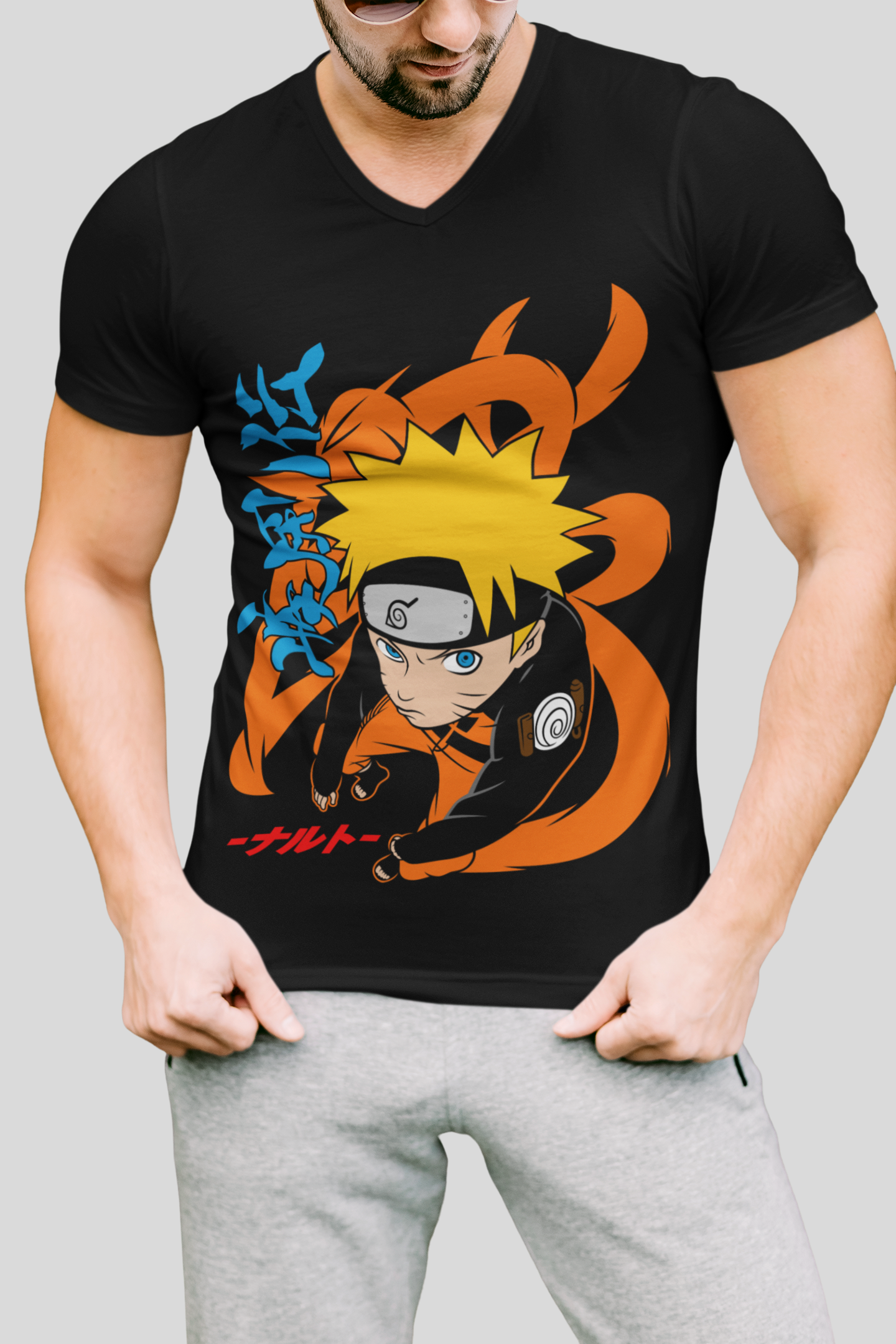 Naruto (D-5) Unisex Regular fit Tshirt, Anime Graphic T-shirt, Black, Cotton, Anime Print