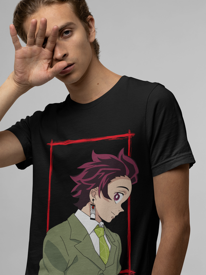 Tanjiro Kamado D-4 Demon Slayer Unisex Regular fit Tshirt, Anime Graphic T-shirt, Black, Cotton, Anime Print