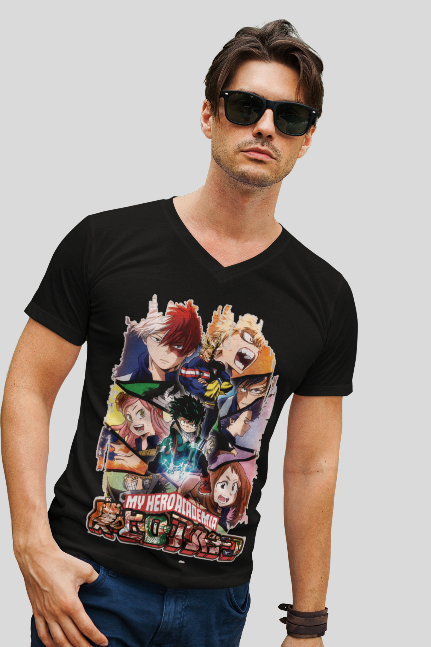 My Hero Academia Unisex Regular fit Tshirt, Anime Graphic T-shirt, Black, Cotton, Anime Print (MHA-55)