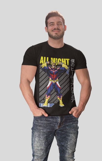 All Might My Hero Academia Unisex Regular fit Tshirt, Anime Graphic T-shirt, Black, Cotton, Anime Print