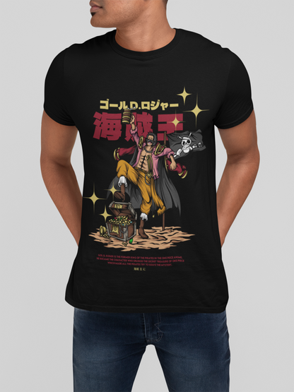 Gol D. Roger One Piece Unisex Regular fit Tshirt, Anime Graphic T-shirt, Black, Cotton, Anime Print