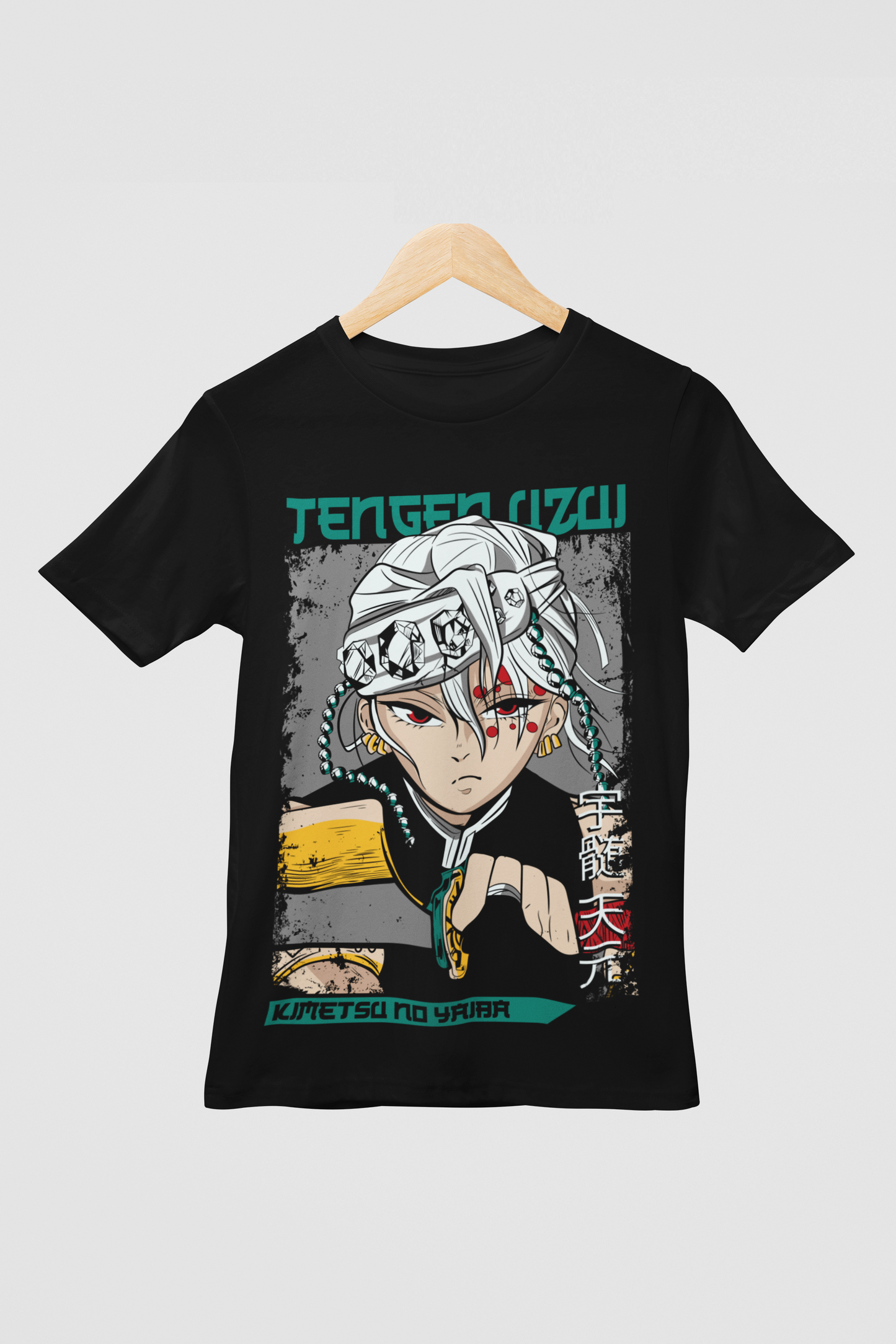 Tengen Uzui D-2 Demon Slayer Unisex Regular fit Tshirt, Anime Graphic T-shirt, Black, Cotton, Anime Print