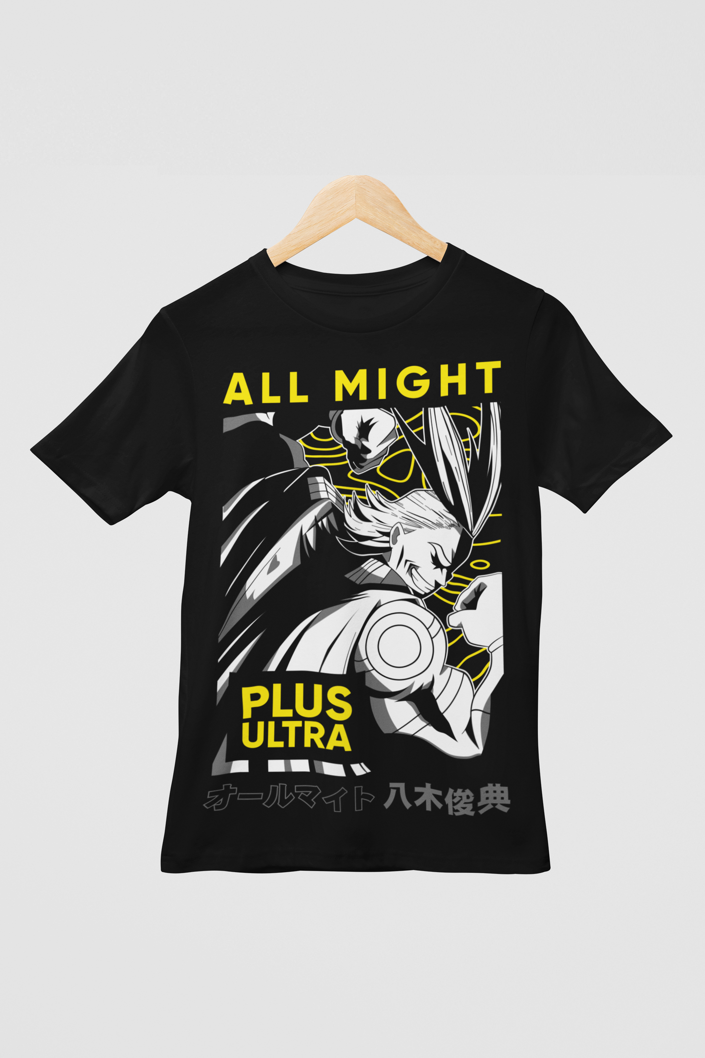 All Might (D-2) My Hero Academia Unisex Regular fit Tshirt, Anime Graphic T-shirt, Black, Cotton, Anime Print