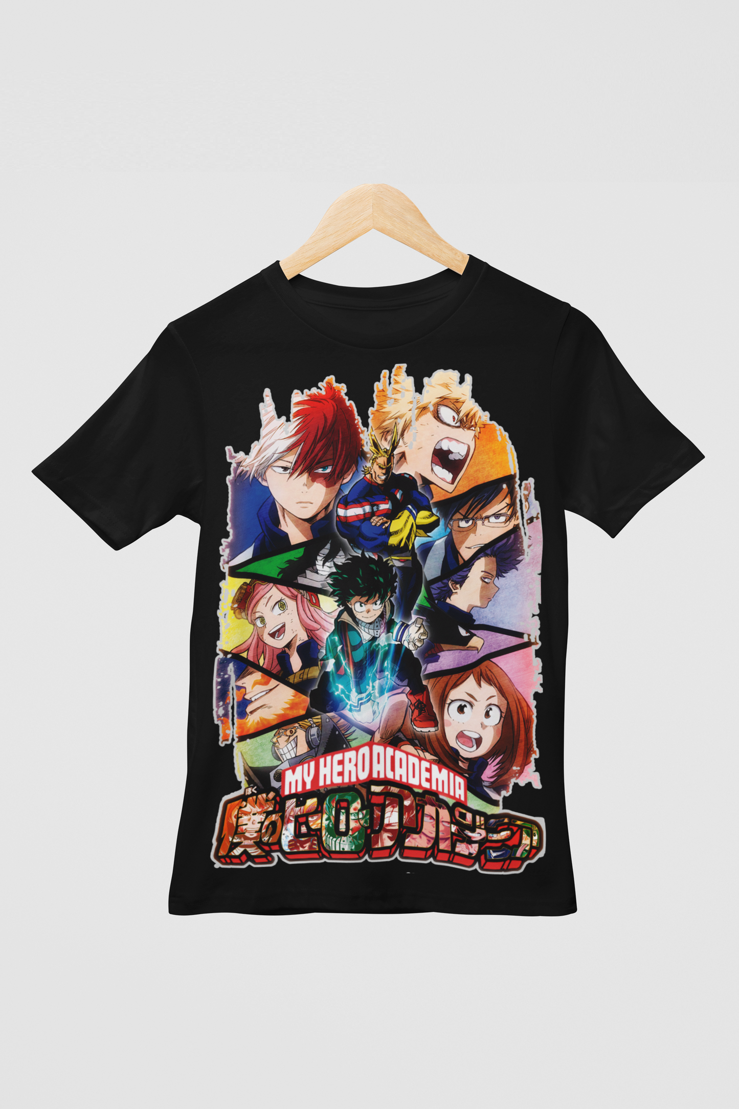 My Hero Academia Unisex Regular fit Tshirt, Anime Graphic T-shirt, Black, Cotton, Anime Print (MHA-55)