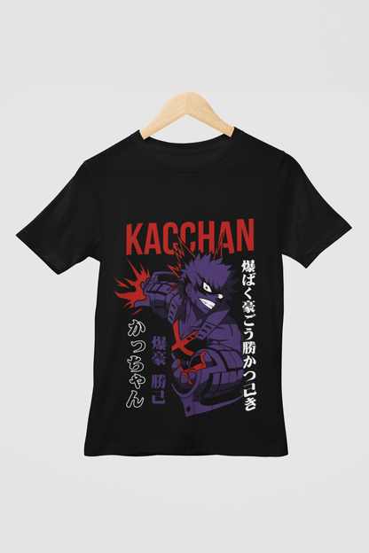 Katsuki Bakugo(D-3) My Hero Academia Unisex Regular fit Tshirt, Anime Graphic T-shirt, Black, Cotton, Anime Print
