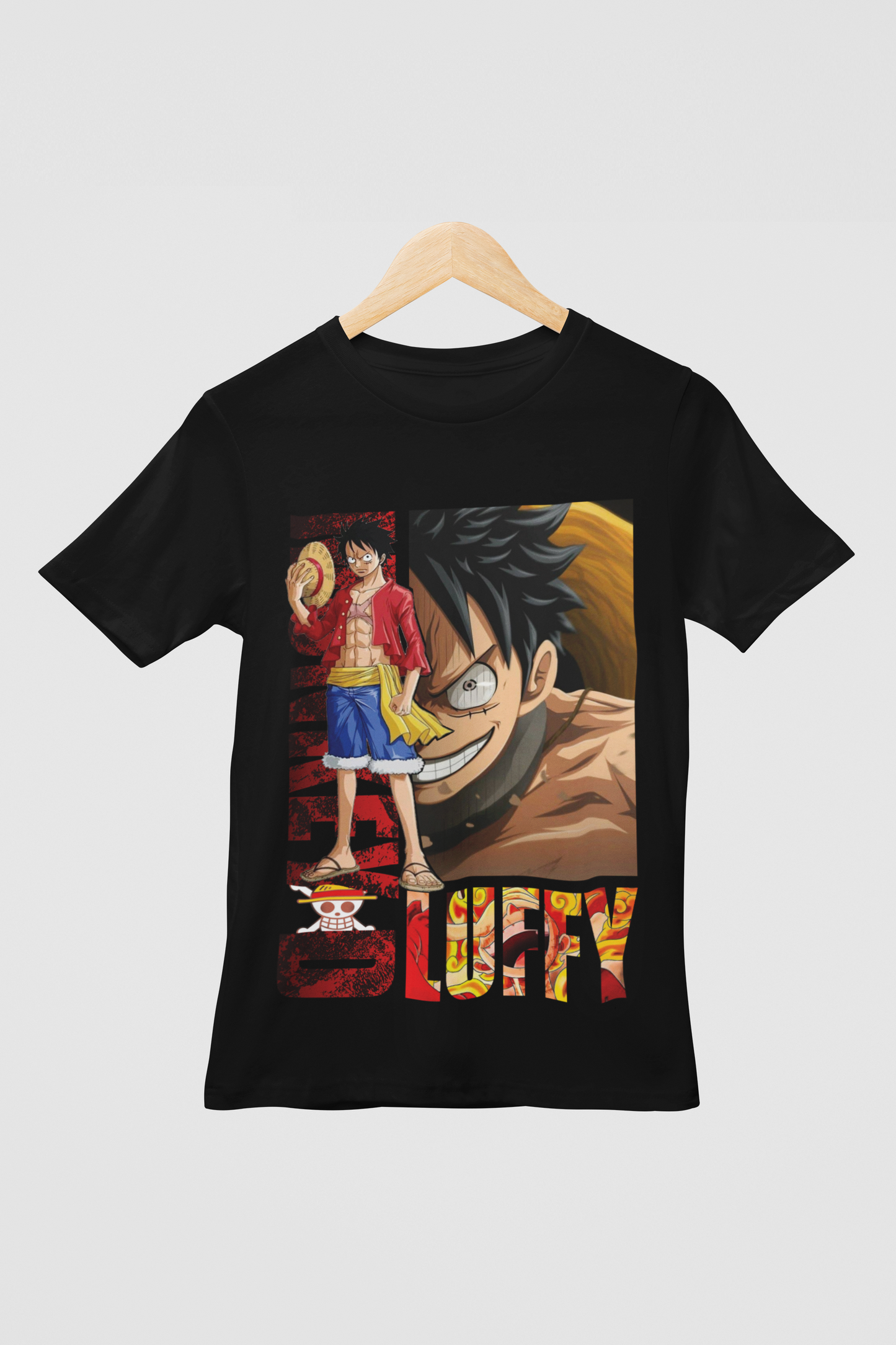 Luffy (D-3) One Piece  Unisex Regular fit Tshirt, Anime Graphic T-shirt, Black, Cotton, Anime Print