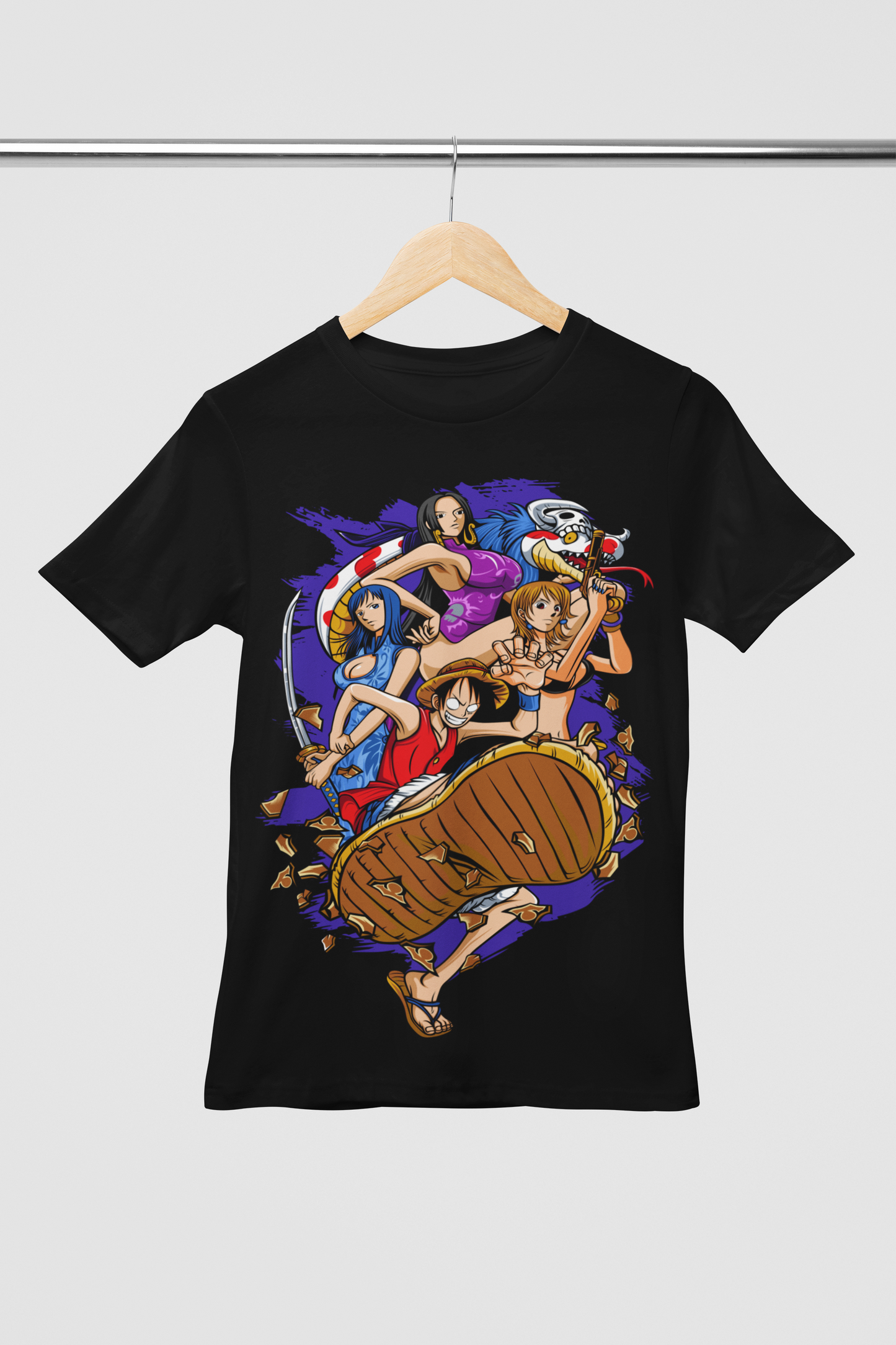 One Piece  Unisex Regular fit Tshirt, Anime Graphic T-shirt, Black, Cotton, Anime Print (OP-64)