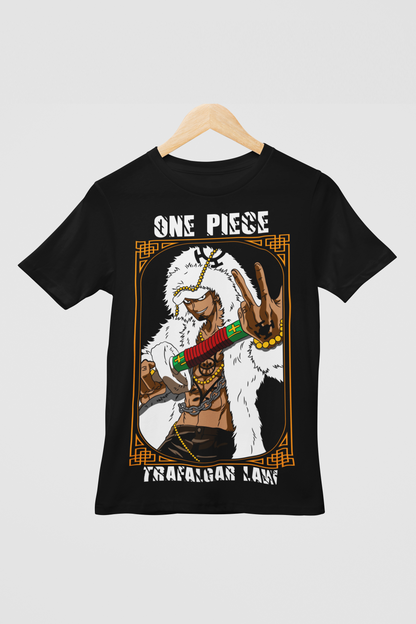Trafalgar D. Water Law One Piece  Unisex Regular fit Tshirt, Anime Graphic T-shirt, Black, Cotton, Anime Print