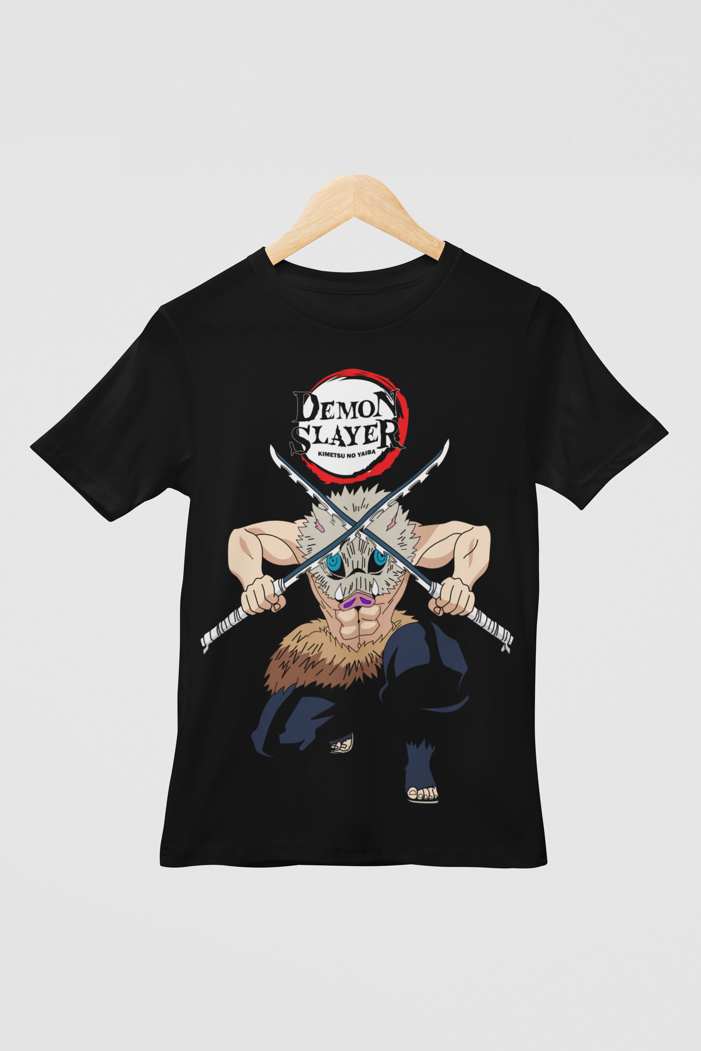 Inosuke Hashibira Demon Slayer Unisex Regular fit Tshirt, Anime Graphic T-shirt, Black, Cotton, Anime Print