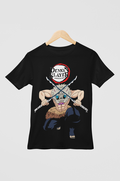 Inosuke Hashibira Demon Slayer Unisex Regular fit Tshirt, Anime Graphic T-shirt, Black, Cotton, Anime Print