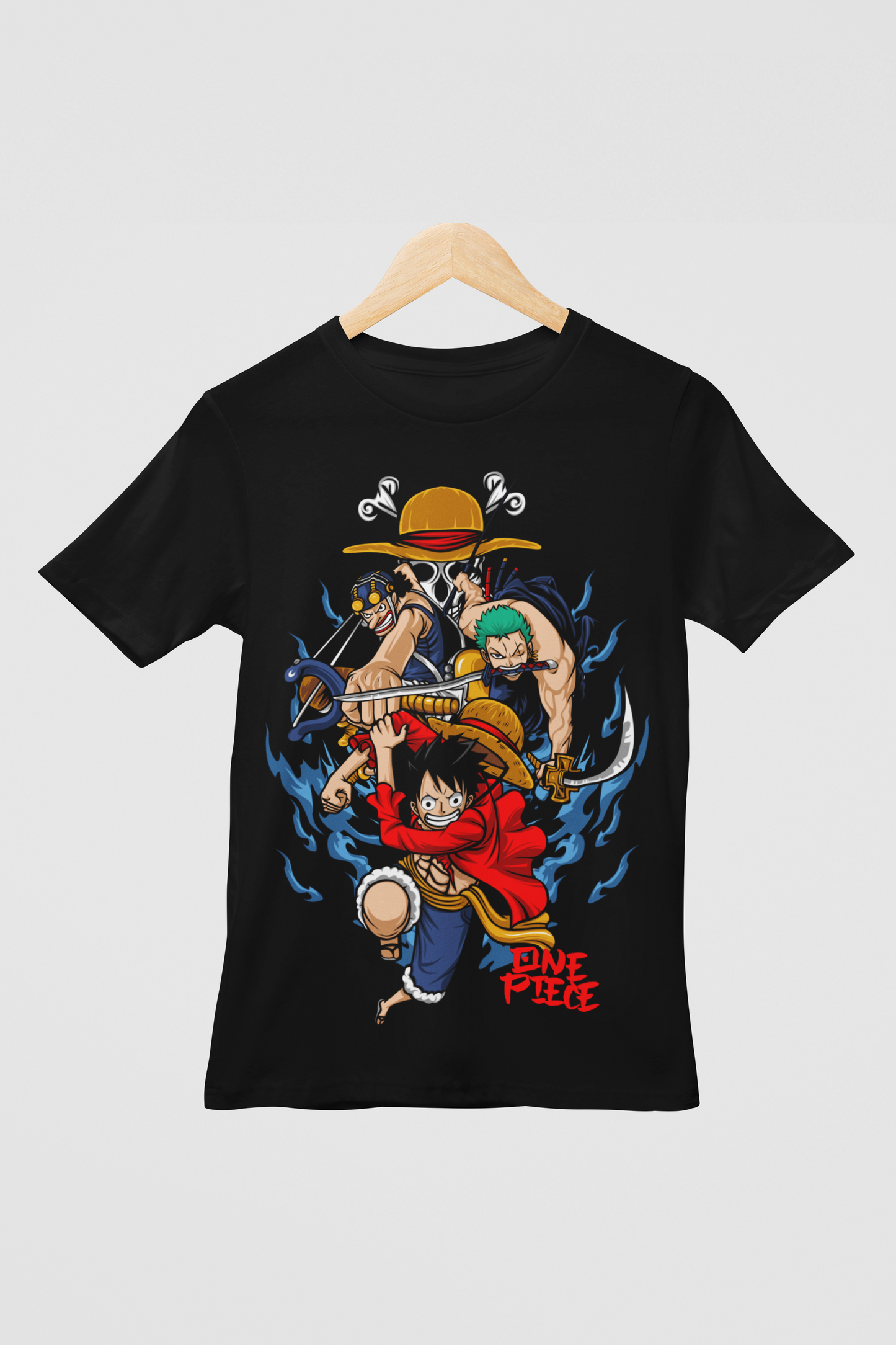 One Piece  Unisex Regular fit Tshirt, Anime Graphic T-shirt, Black, Cotton, Anime Print (OP-85)