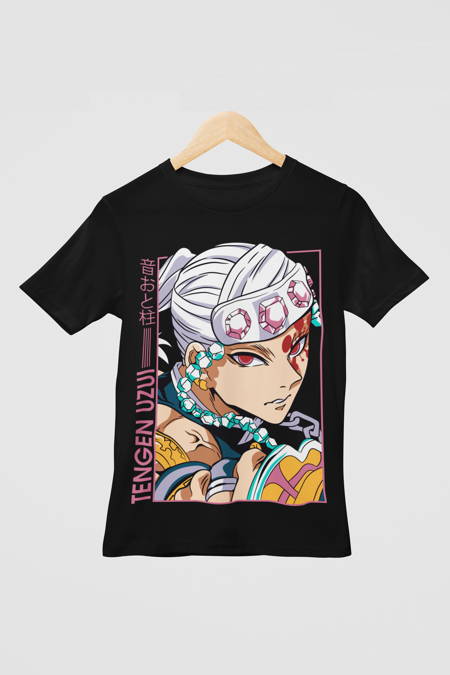 Tengen Uzui Demon Slayer Unisex Regular fit Tshirt, Anime Graphic T-shirt, Black, Cotton, Anime Print