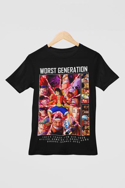 One Piece  Unisex Regular fit Tshirt, Anime Graphic T-shirt, Black, Cotton, Anime Print (OP-49)