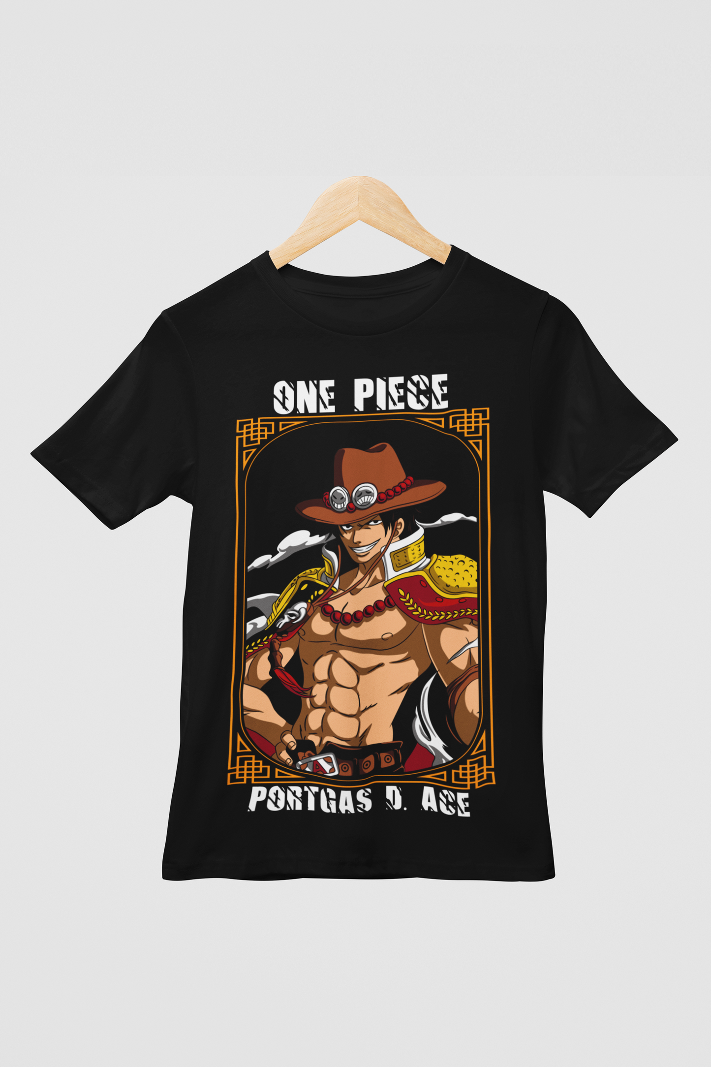 Portgas D. Ace One Piece  Unisex Regular fit Tshirt, Anime Graphic T-shirt, Black, Cotton, Anime Print