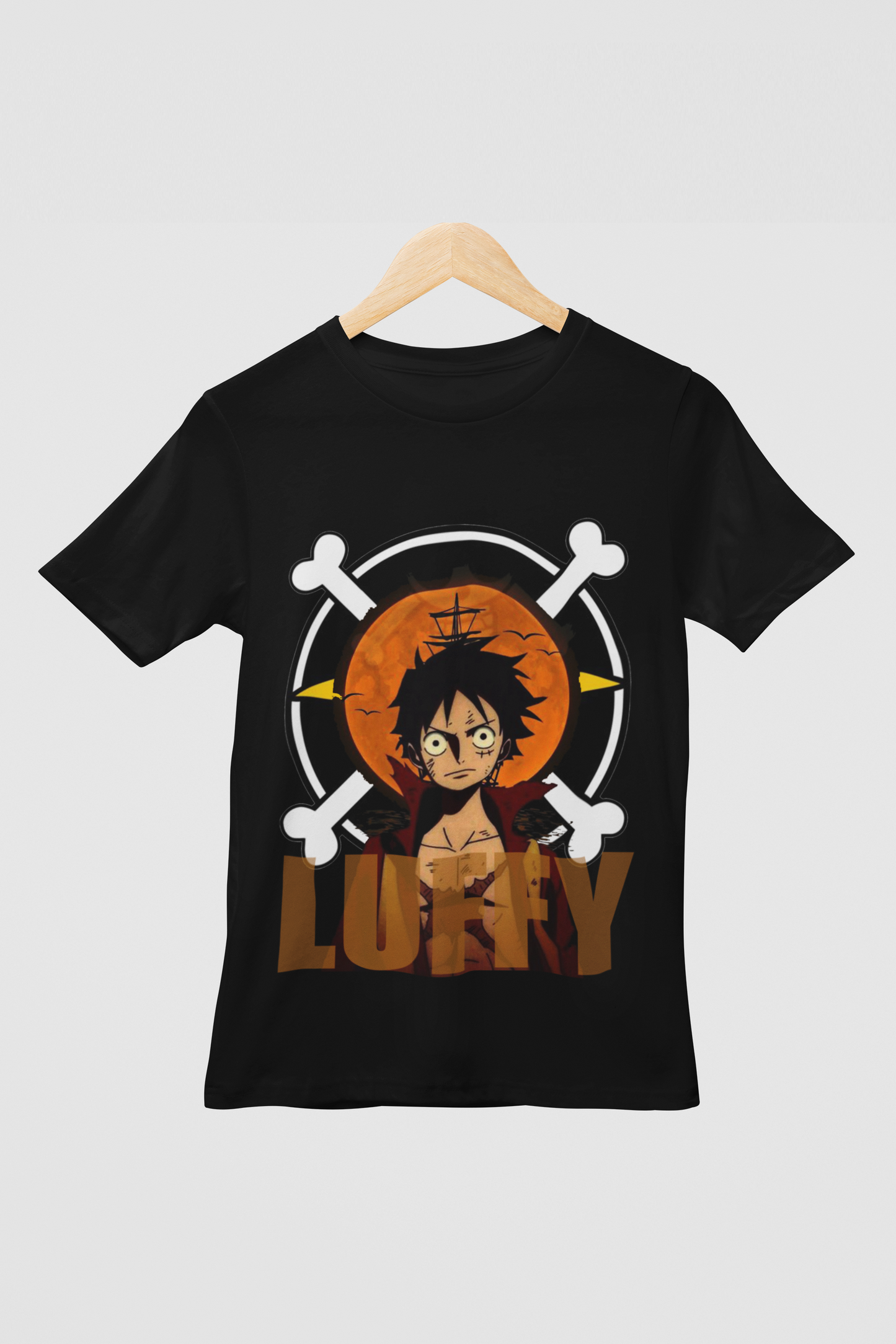 Luffy (D-2) One Piece  Unisex Regular fit Tshirt, Anime Graphic T-shirt, Black, Cotton, Anime Print