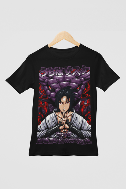 Sasuke Uchiha Naruto  Unisex Regular fit Tshirt, Anime Graphic T-shirt, Black, Cotton, Anime Print
