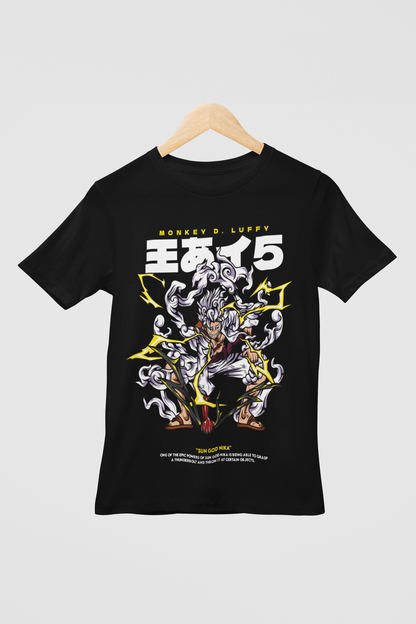 Monkey D. Luffy One Piece Unisex Regular fit Tshirt, Anime Graphic T-shirt, Black, Cotton, Anime Print