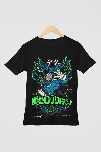 My Hero Academia Unisex Regular fit Tshirt, Anime Graphic T-shirt, Black, Cotton, Anime Print (MHA-62)