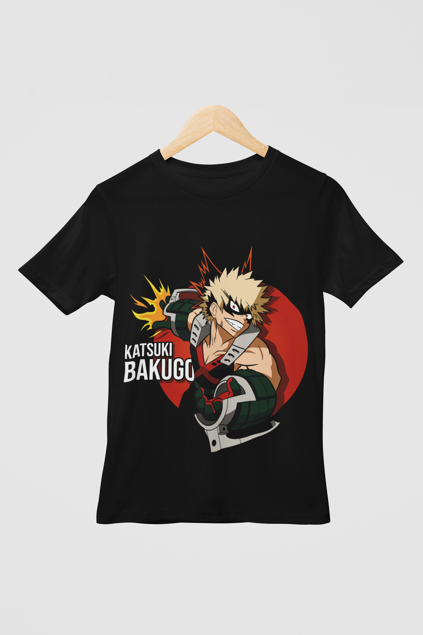 Katsuki Bakugo My Hero Academia Unisex Regular fit Tshirt, Anime Graphic T-shirt, Black, Cotton, Anime Print