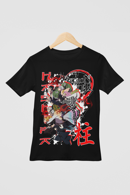 Demon Slayer Hashira  Unisex Regular fit Tshirt, Anime Graphic T-shirt, Black, Cotton, Anime Print (D036)