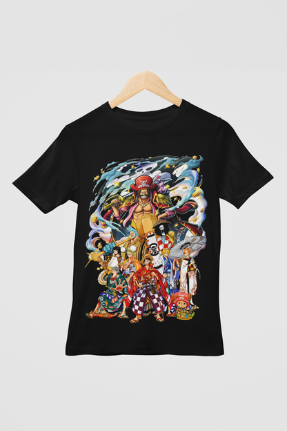 One Piece  Unisex Regular fit Tshirt, Anime Graphic T-shirt, Black, Cotton, Anime Print (OP-12)