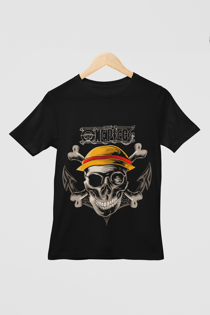 One Piece  Unisex Regular fit Tshirt, Anime Graphic T-shirt, Black, Cotton, Anime Print (OP-66)