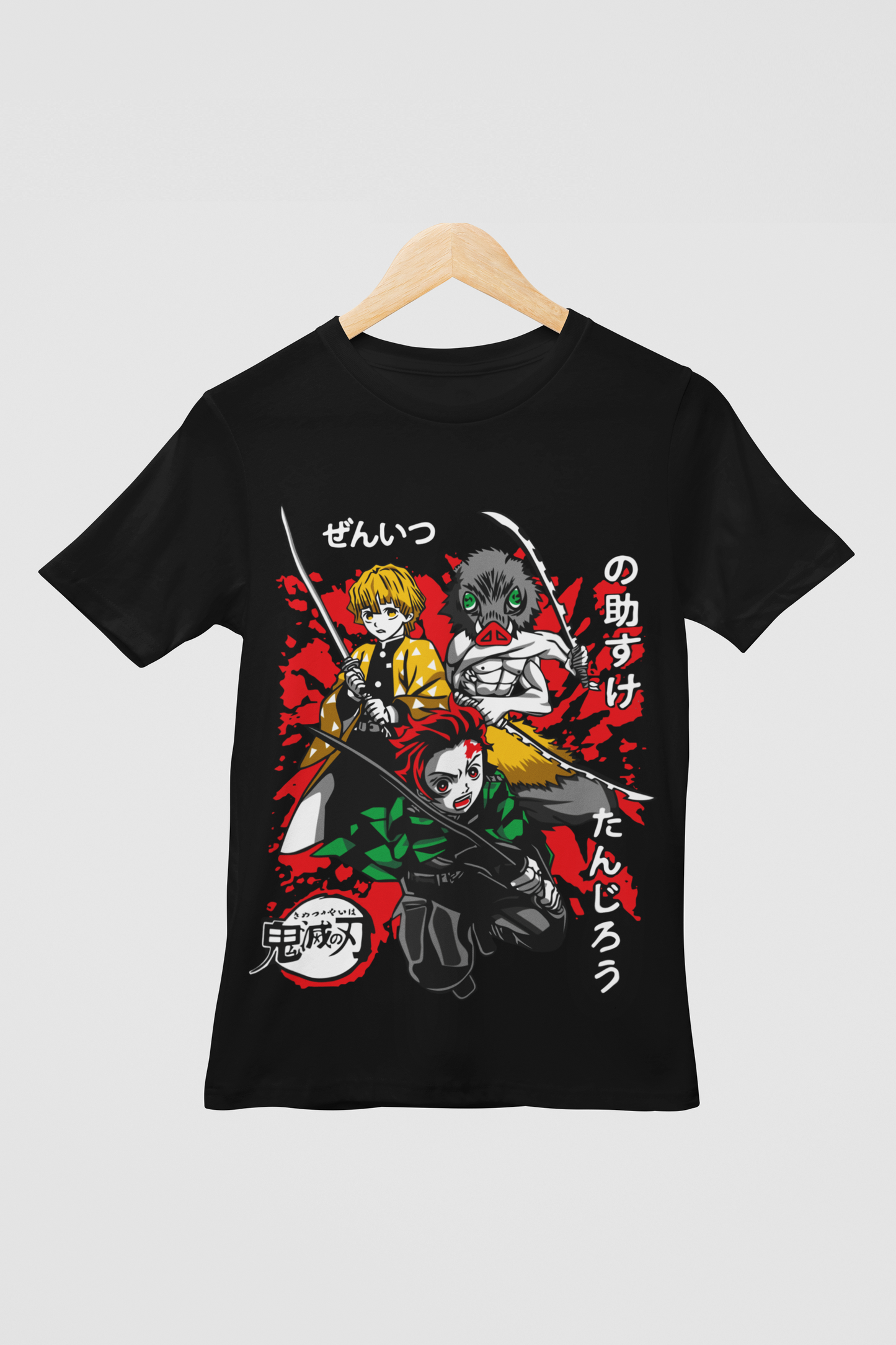 Demon Slayer Unisex Regular fit Tshirt, Anime Graphic T-shirt, Black, Cotton, Anime Print (D035)