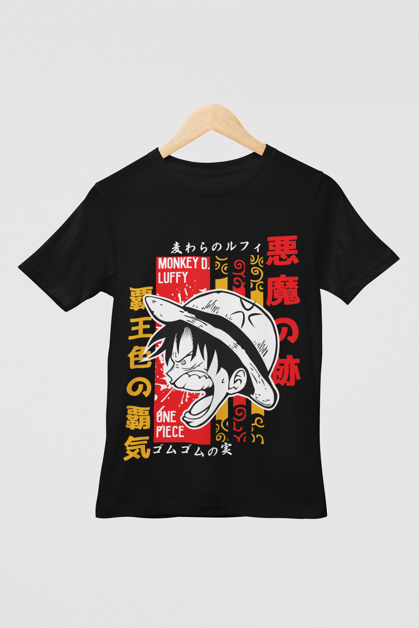 Luffy (D-5)One Piece  Unisex Regular fit Tshirt, Anime Graphic T-shirt, Black, Cotton, Anime Print )
