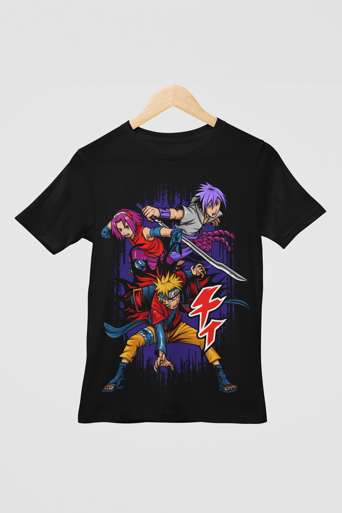 Naruto Unisex Regular fit Tshirt, Anime Graphic T-shirt, Black, Cotton, Anime Print (NRT-43)