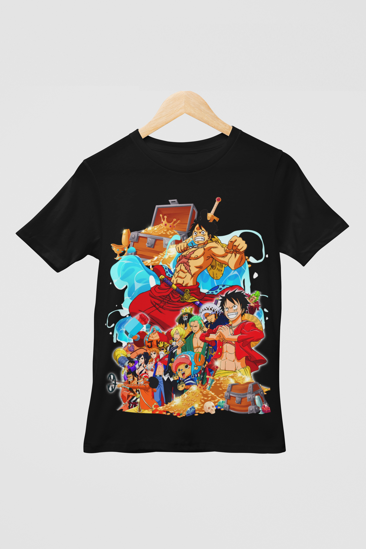 One Piece  Unisex Regular fit Tshirt, Anime Graphic T-shirt, Black, Cotton, Anime Print (OP-44)